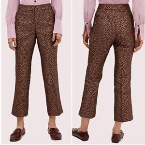 Kate Spade Flora Cheetah Print Jacquard Cropped Pants Womens 4 Black/Bronze